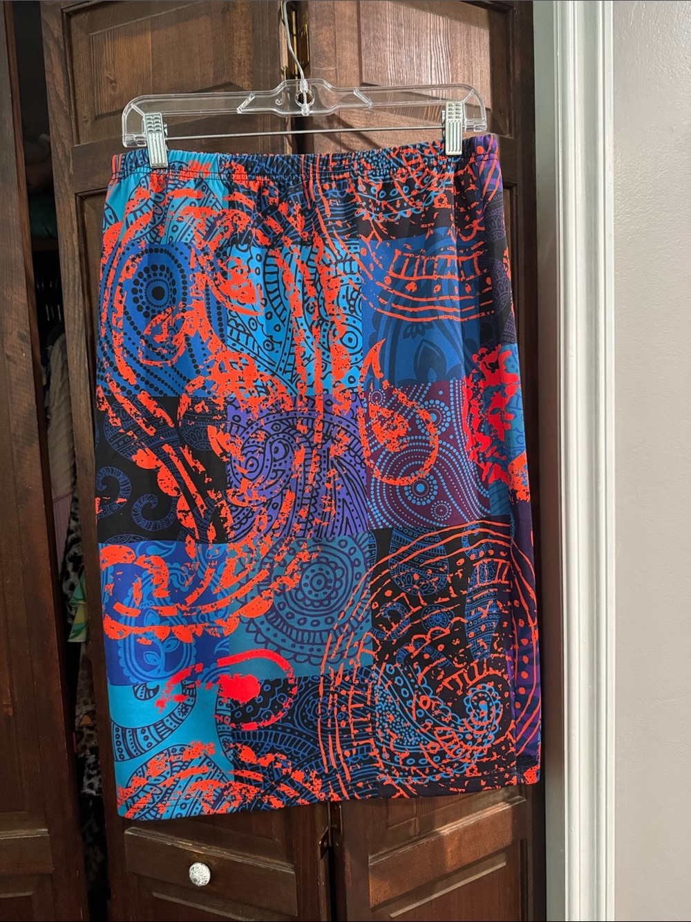 Nuggles Vibrant Abstract Print Skirt in Blue & Red